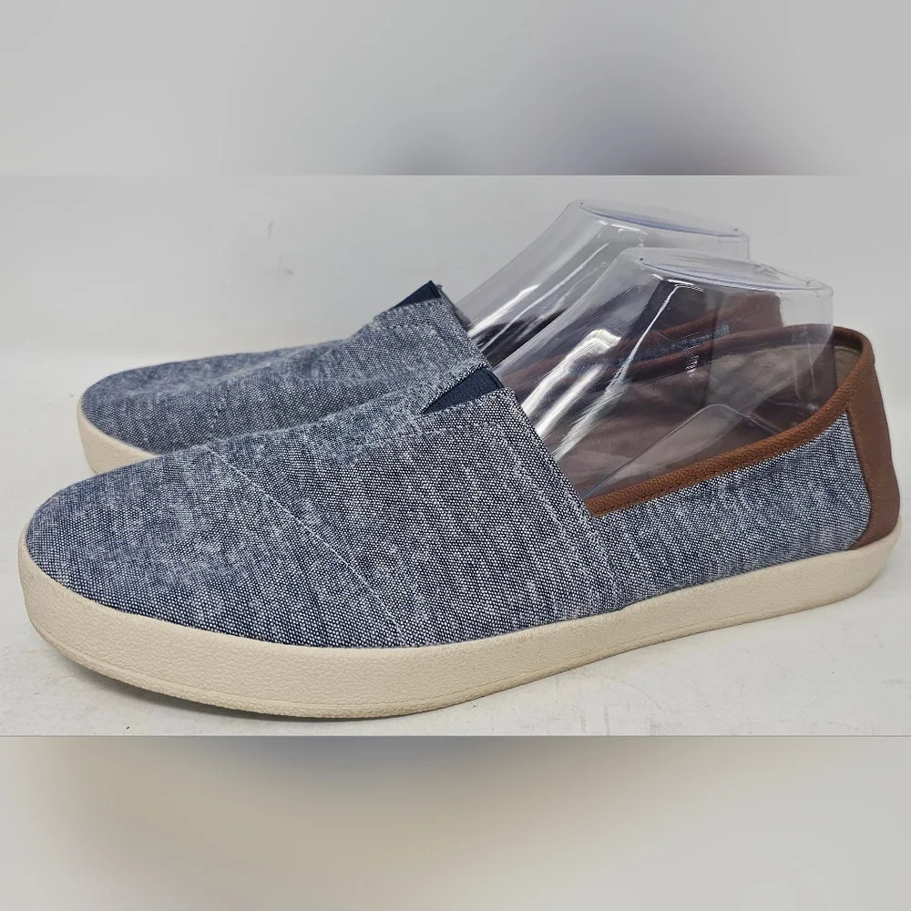 TOMS Men's Avalon Canvas Casual Slip On Loafer Flats Blue Brown Size 10